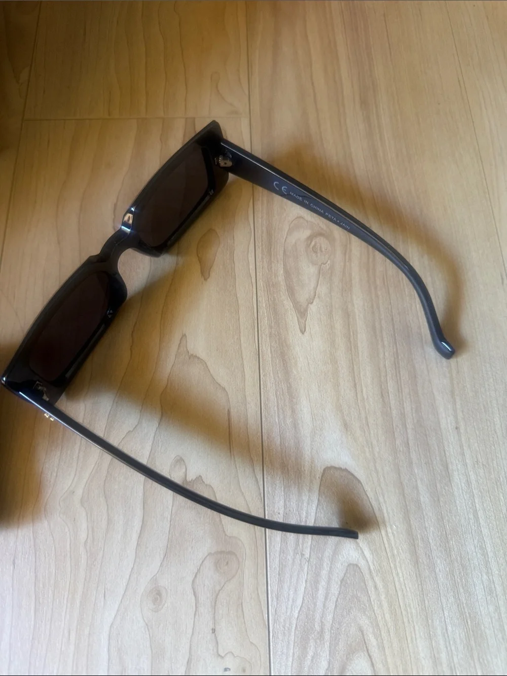 Peta + Jain Black Square Frame Sunglasses with Croc-Texture Case